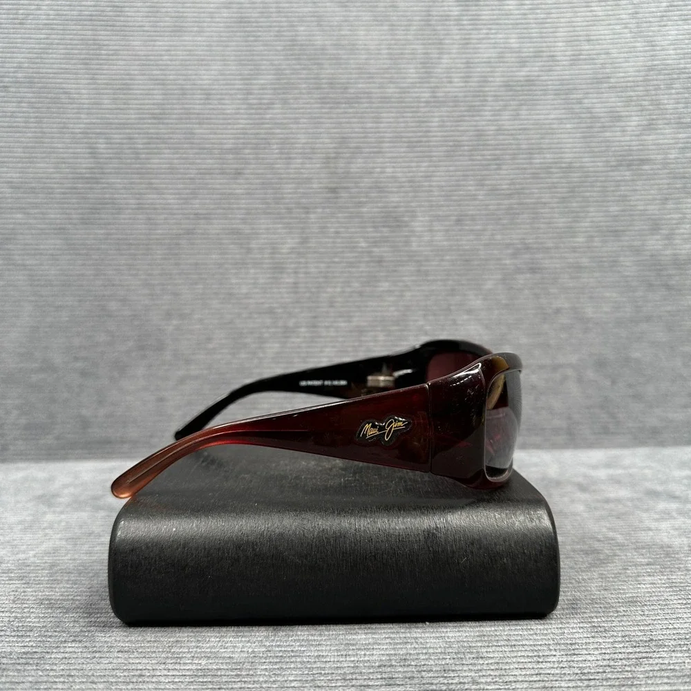 Maui Jim MJ 134-07 y2k Sunglasses Dark Tortoise Rectangle Wrap Made Italy vtg